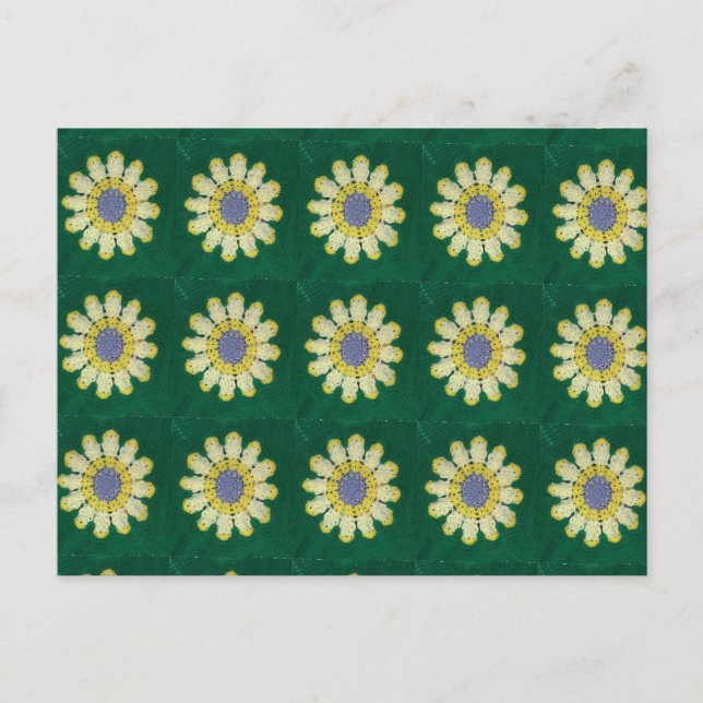 Postcard - Yellow Daisy Afghan Pattern Postkarte (Vorderseite)