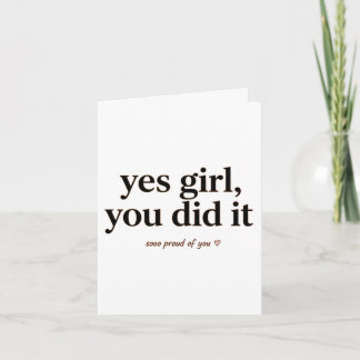 Postcard yes Girl you did it, gift card graduation Karte