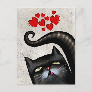 POSTCARDS DER SCHWARZEN CAT ART-LIEBE POSTKARTE