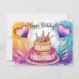 Postcards Happy Birthday Gateau 02 Postkarte