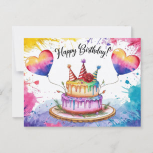 Postcards Happy Birthday Gateau 03 Postkarte