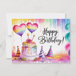 Postcards Happy Birthday Gateau 04 Postkarte