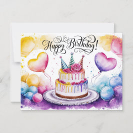 Postcards Happy Birthday Gateau 05 Postkarte