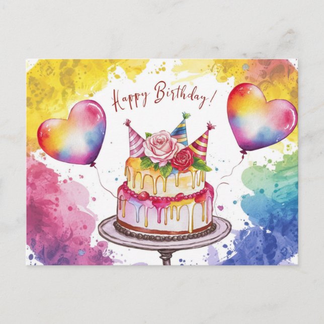 Postcards Happy Birthday Gateau 06 Postkarte (Vorderseite)