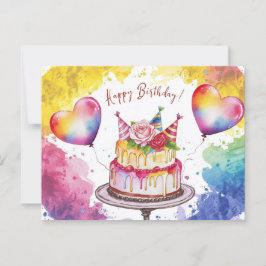Postcards Happy Birthday Gateau 06 Postkarte