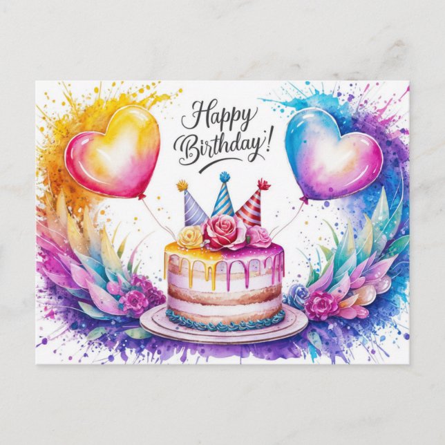 Postcards Happy Birthday Gateau 07 Postkarte (Vorderseite)