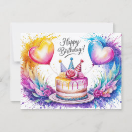 Postcards Happy Birthday Gateau 07 Postkarte