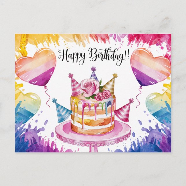 Postcards Happy Birthday Gateau 09 Postkarte (Vorderseite)