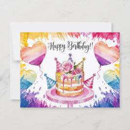 Postcards Happy Birthday Gateau 09 Postkarte