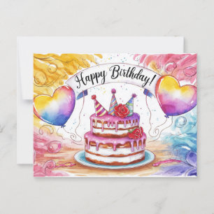 Postcards Happy Birthday Gateau 10 Postkarte