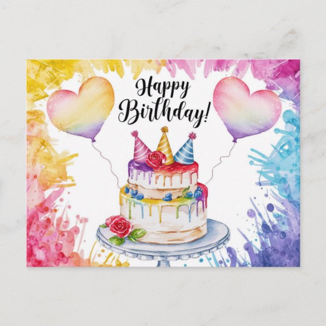 Postcards Happy Birthday Gateau Postkarte (Vorderseite)