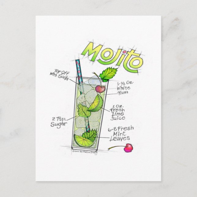 POSTCARDS - MOJITO RECIPE COCKTAIL ART POSTKARTE (Vorderseite)