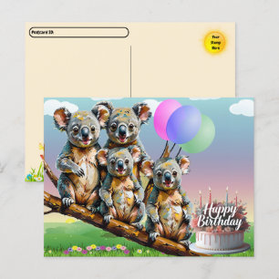 Postcrossing - Koala-Familien-Geburtstagspostkarte Postkarte