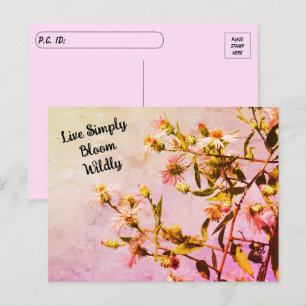 Postcrossing-Rosa-Wildflower-Zitat-Postkarte Postkarte