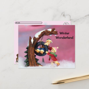 Postcrossing - Winter Wonderland Kinderbaumschwing Feiertagspostkarte