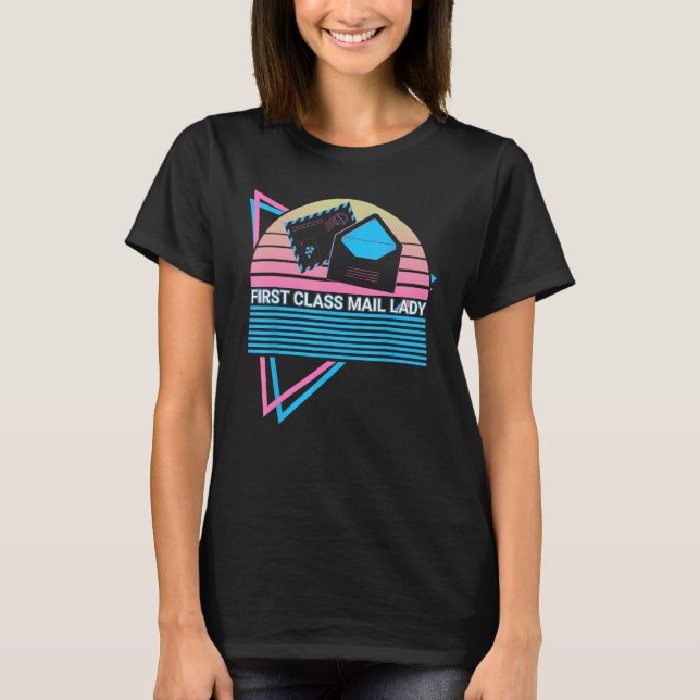 Postdienst Postbote Retro Erste Klasse Postdame T-Shirt (Vorderseite)