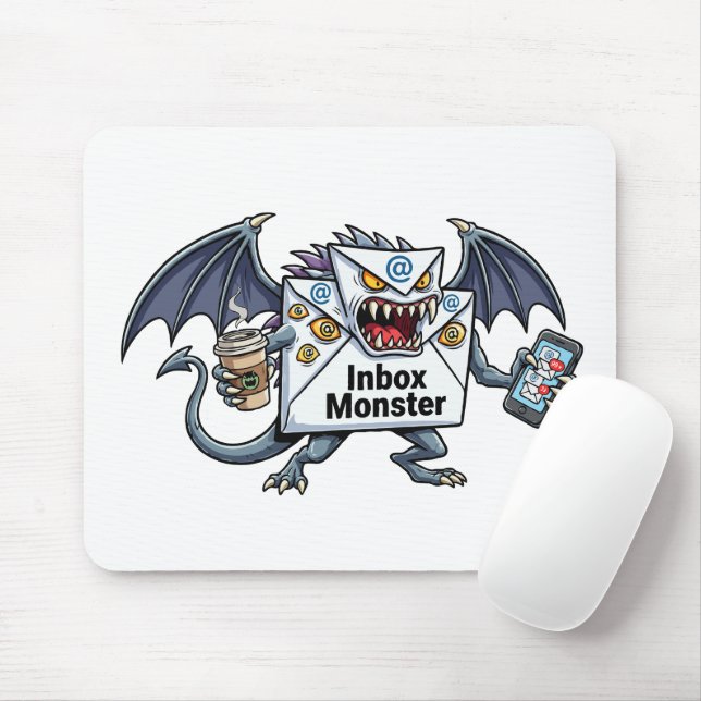 Posteingang-Monster E-Mail-Überlastung Lustige Gra Mousepad (Mit Mouse)