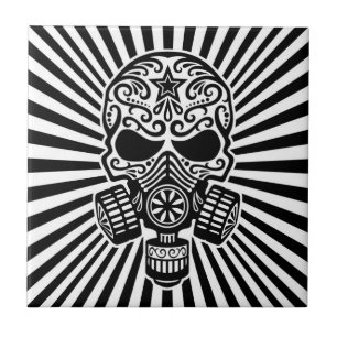 Posten-apokalyptischer Zuckerschädel, Schwarzweiss Fliese