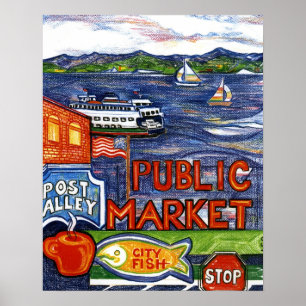 Posten-Gasse mit Fähre Poster