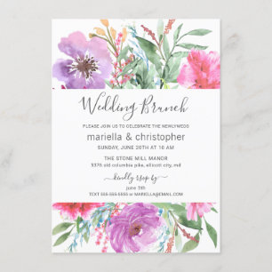 Posten-Hochzeit Brunch-Aquarell-blühender Garten Einladung