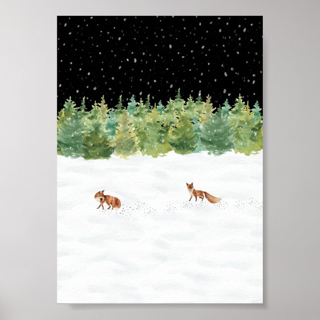 Poster (12,7 x 17,8 cm) - Winterlandschaft (Vorne)