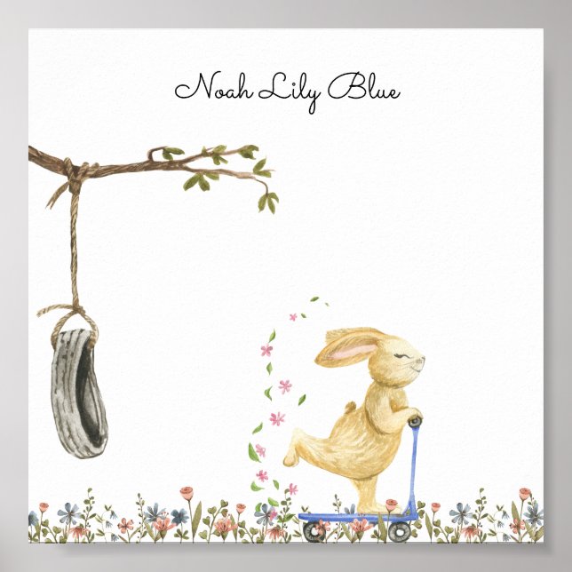 Poster (15,2 x 15,2 cm) - Happy Rabbit (Vorne)