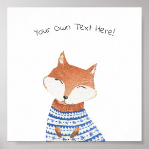 Poster (15,2 x 15,2 cm) - Niedlicher Kleiner Fuchs