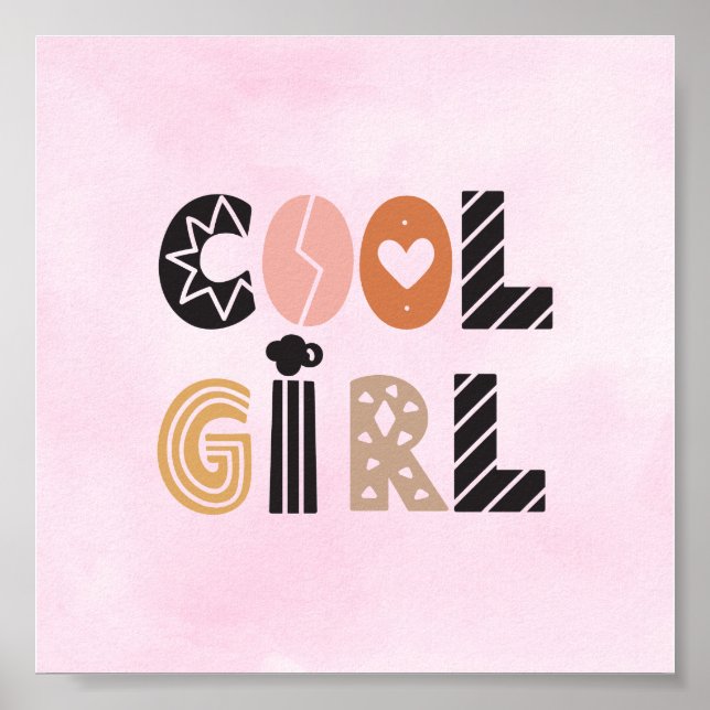 Poster (15,2 x 15,2cm) - Cool Girl (Vorne)