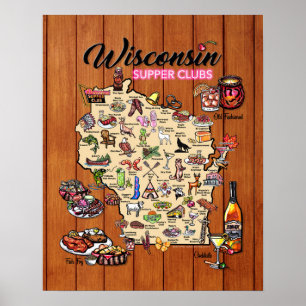 Poster - 16 x 20 - Wisconsin Supper Club Karte