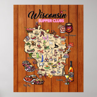 Poster - 16 x 20 - Wisconsin Supper Club Karte
