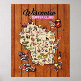 Poster - 16 x 20 - Wisconsin Supper Club Karte
