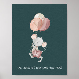 Poster (21,6x27,9 cm) - Kleine Maus mit Balloons