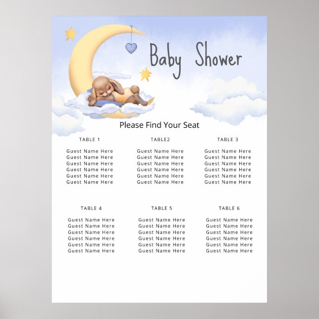 Poster 6 Tisch Baby Shower (Vorne)