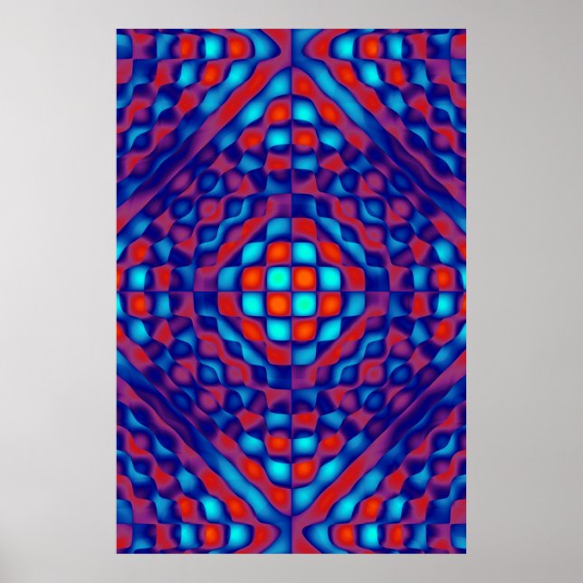 Poster, Abstrakt, blau, rot Poster (Vorne)