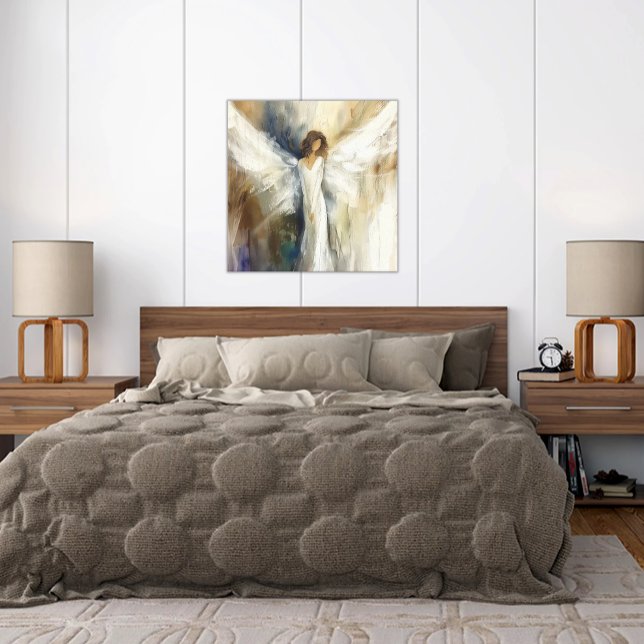 Poster Abstrakte Engel-Neutralfarben (Poster of Abstract Angel in soft neutral colors, peaceful and graceful, appropriate for all ages)