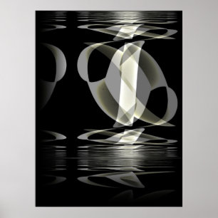 Poster Abstrakte Kunst Schwarz Weiß Reflexion