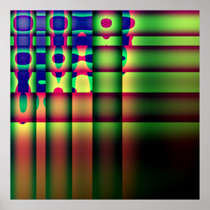 Poster Abstrakte Trippy Strips Quadrate Kreise
