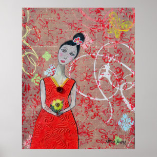 Poster: Adeline in Red Dress Poster