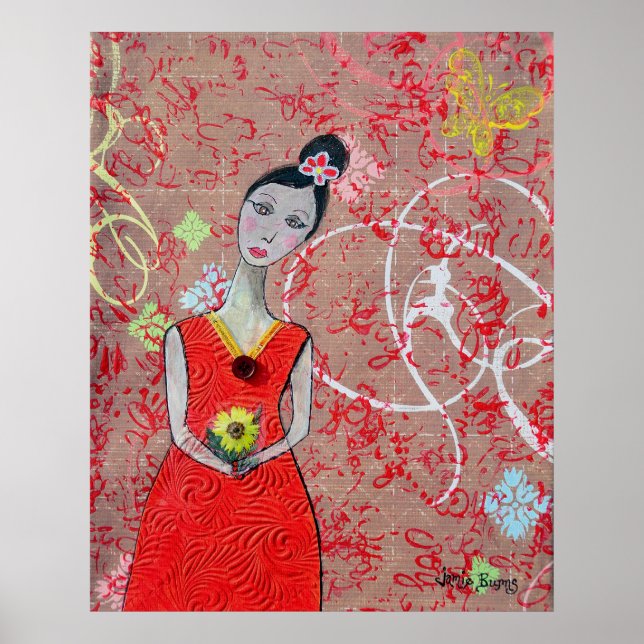 Poster: Adeline in Red Dress Poster (Vorne)