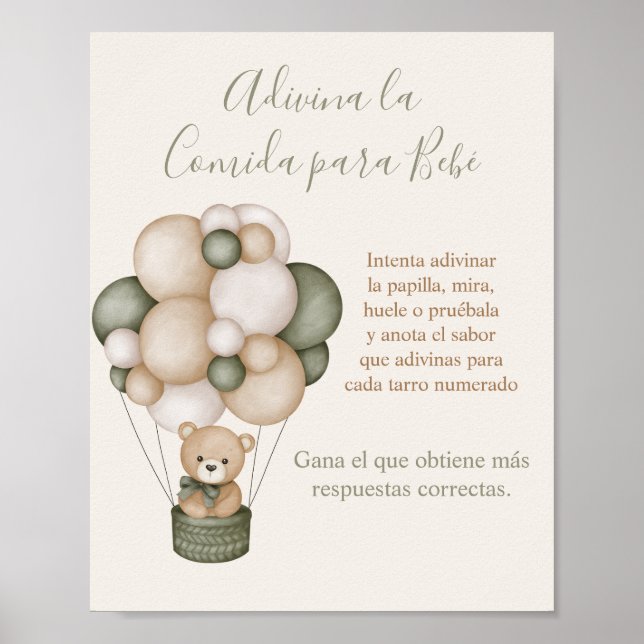 Póster Adivina la comida para Bebé Baby Shower Boy Poster (Vorne)