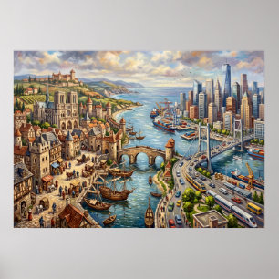 Poster Altstadt Hafen Stadtansicht