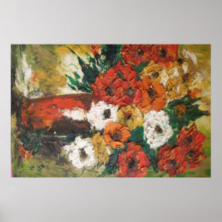 Poster Ann Hayes Gemälde Rote Blume gemischt