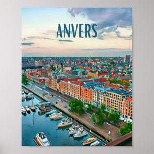Poster Antwerpen Belgien Foto Vintage