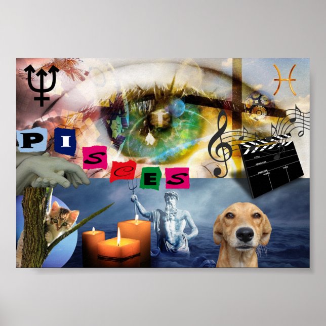 Póster Apaisado Regalo Signo Zodíaco Piscis Poster (Vorne)