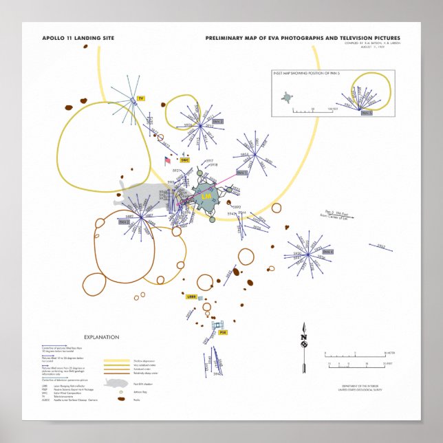 Poster Apollo 11 Foto Landkarte Mondlauf (Vorne)