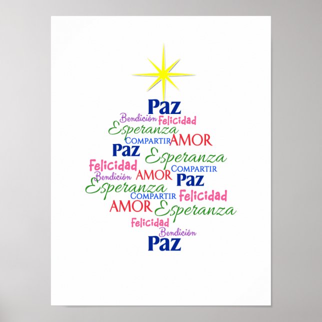 Póster - Árbol de Navidad en palabras Poster (Vorne)