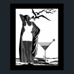 Poster ART DECO LADY Schwarz-weiß Martini<br><div class="desc">Poster ART DECO LADY Schwarz-weiß Martini</div>