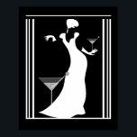 Poster ART DECO LADY Schwarz-weiß umgedreht<br><div class="desc">Poster ART DECO LADY Schwarz-weiß</div>