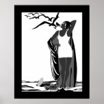 Poster ART DECO LADY Schwarz-weiße Vögel<br><div class="desc">Poster ART DECO LADY Schwarz-weiße Vögel Martini</div>