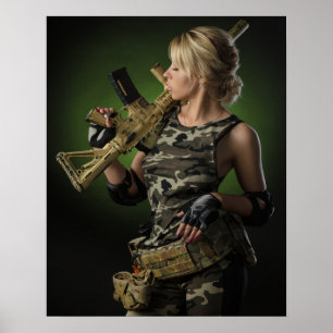 Poster Art Frau Soldier